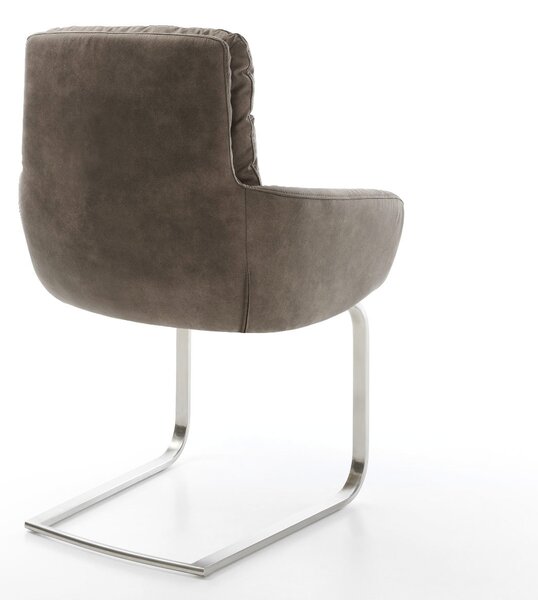 DELIFE Étkezőszék Abelia-Flex karfás mikroszálas taupe vintage étkezőszék lapos rozsdamentes acél