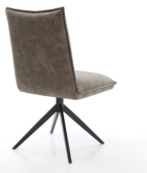 DELIFE Étkezőszék Lelio-Flex mikroszálas taupe vintage kereszt láb széles fekete 360° forgatható billenő zsákrugós matrac