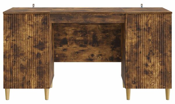 Asztal polcokkal Füstös Tölgy 142,5 x 50 x 75 cm Szerelt Fa
