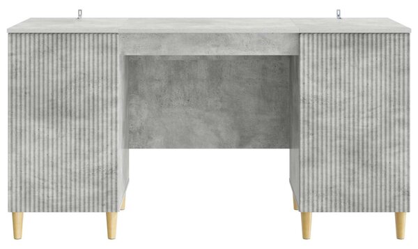 Asztal polcokkal Betonszürke 142,5 x 50 x 75 cm Szerelt Fa