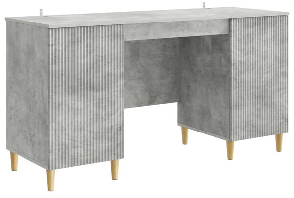 Asztal polcokkal Betonszürke 142,5 x 50 x 75 cm Szerelt Fa
