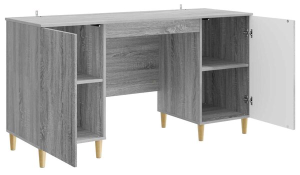 Asztal polcokkal Szürke Sonoma 142,5 x 50 x 75 cm Szerelt Fa