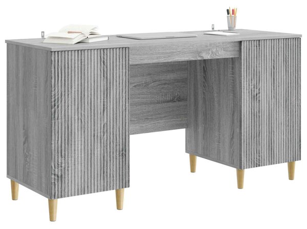 Asztal polcokkal Szürke Sonoma 142,5 x 50 x 75 cm Szerelt Fa