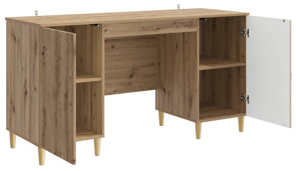 Asztal polcokkal Kézműves Tölgy 142,5 x 50 x 75 cm Szerelt Fa