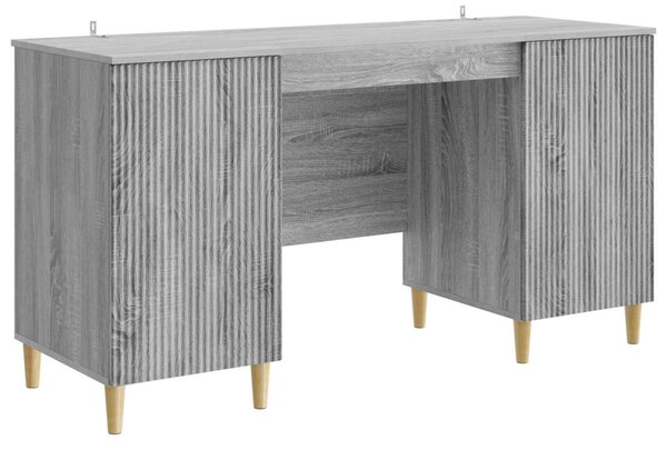 Asztal polcokkal Szürke Sonoma 142,5 x 50 x 75 cm Szerelt Fa