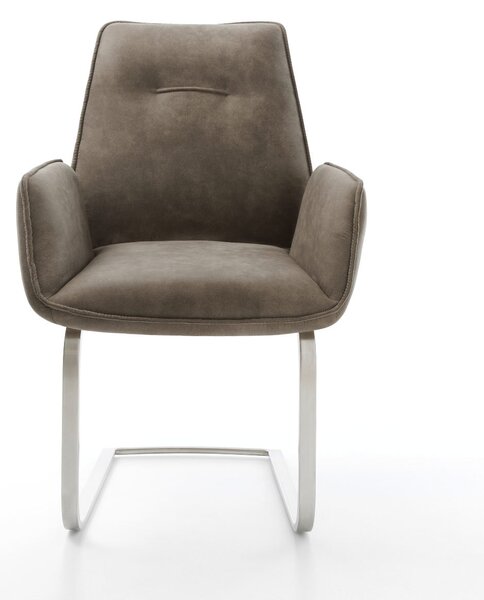 DELIFE Étkezőszék Zoa-Flex mikroszálas taupe vintage étkezőszék lapos rozsdamentes acél zsákrugós