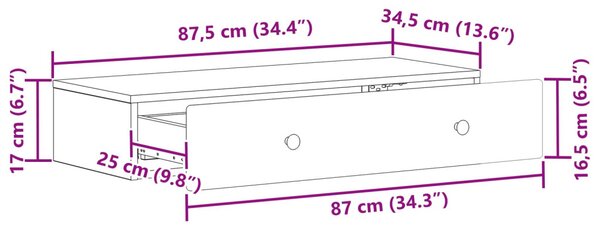 Fali oldaltábla Antik Fa 87,5 x 34,5 x 17 cm Szerelt Fa