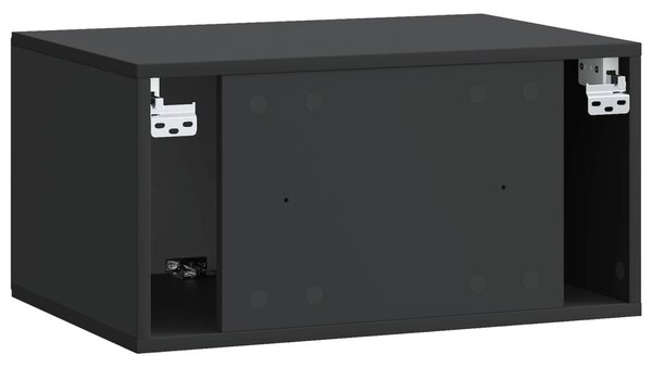 Fali TV szekrény 59,5 x 41 x 30 cm Fekete Szerelt Fa