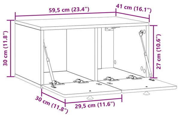 Fali TV szekrény 59,5 x 41 x 30 cm Fekete Szerelt Fa