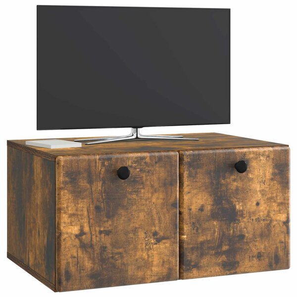 Fali TV szekrény 59,5 x 41 x 30 cm Füstös Tölgy Szerelt Fa