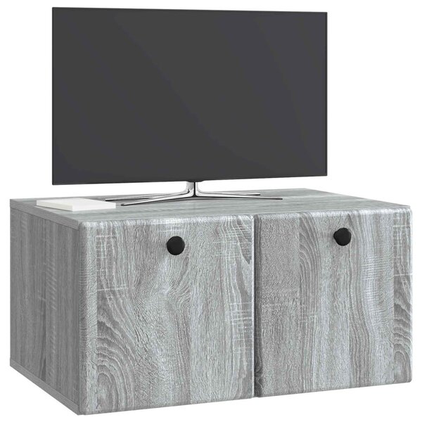 Fali TV szekrény 59,5 x 41 x 30 cm Szürke Sonoma Szerelt Fa