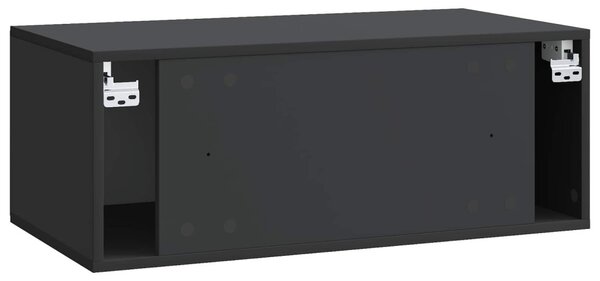 Fali TV szekrény 78,5 x 41 x 30 cm Fekete Szerelt Fa