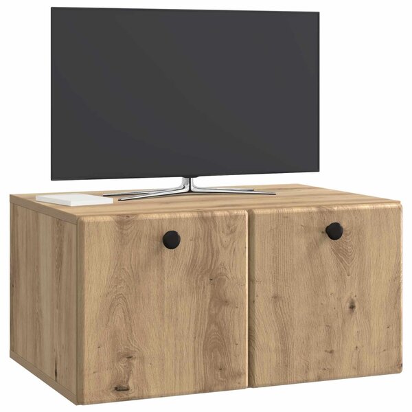 Fali TV szekrény 59,5 x 41 x 30 cm Kézműves Tölgy Szerelt Fa