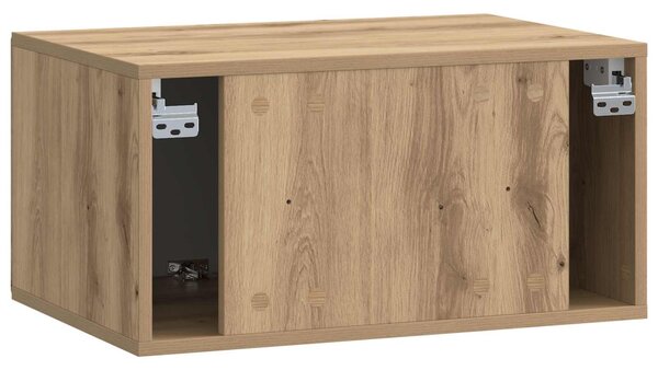 Fali TV szekrény 59,5 x 41 x 30 cm Kézműves Tölgy Szerelt Fa