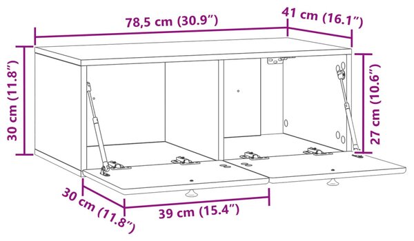 Fali TV szekrény 78,5 x 41 x 30 cm Betonszürke Szerelt Fa