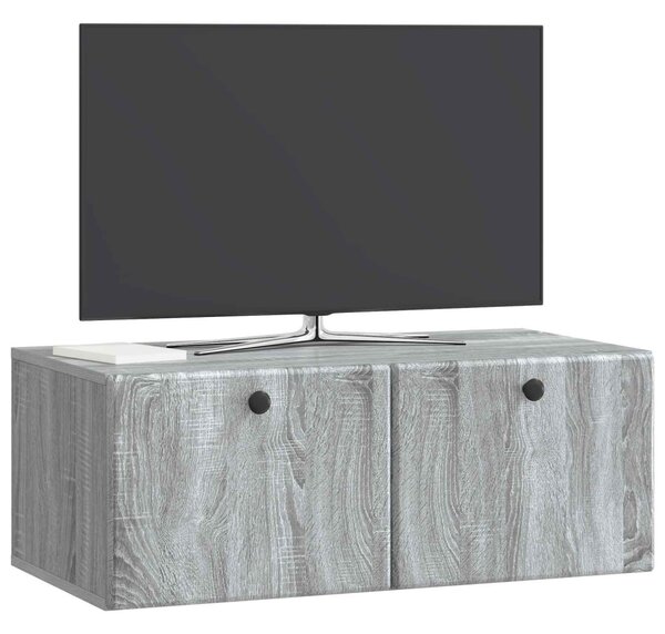 Fali TV szekrény 78,5 x 41 x 30 cm Szürke Sonoma Szerelt Fa