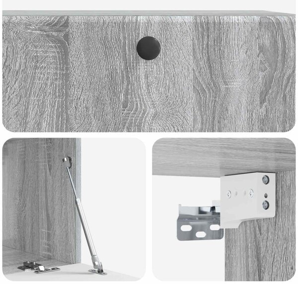 Fali TV szekrény 78,5 x 41 x 30 cm Szürke Sonoma Szerelt Fa