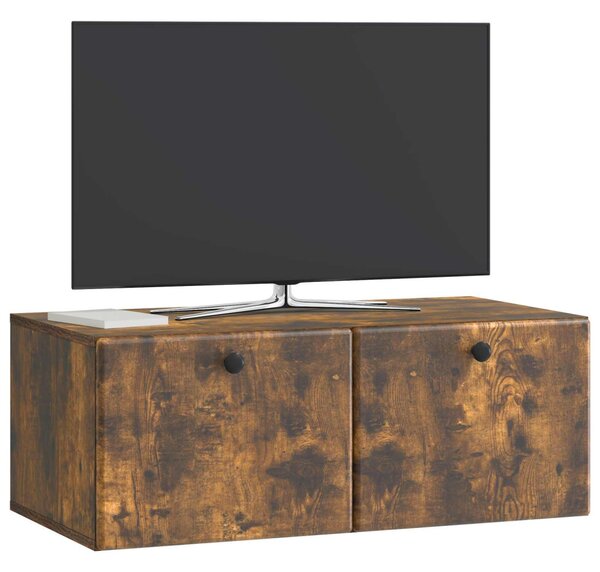 Fali TV szekrény 78,5 x 41 x 30 cm Füstös Tölgy Szerelt Fa