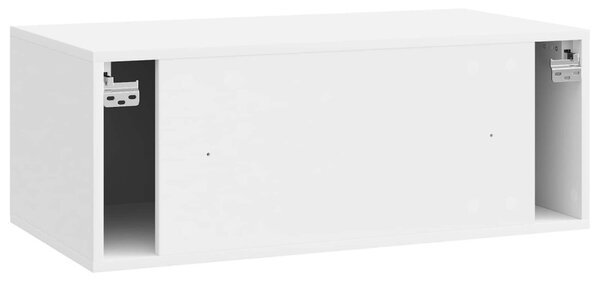 Fali TV szekrény 78,5 x 41 x 30 cm Magasfényű Fehér Szerelt Fa