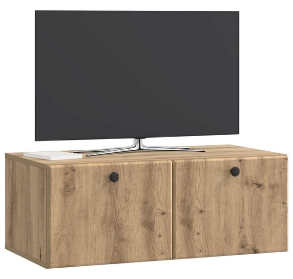 Fali TV szekrény 78,5 x 41 x 30 cm Kézműves Tölgy Szerelt Fa