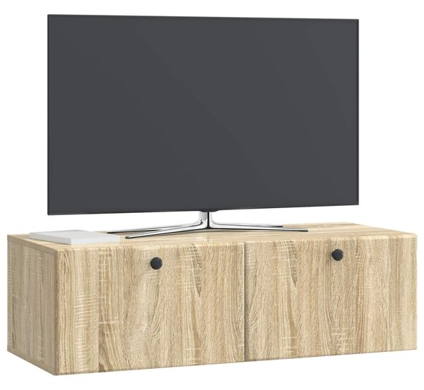 Fali TV szekrény 98 x 41 x 30 cm Sonoma Tölgy Szerelt Fa