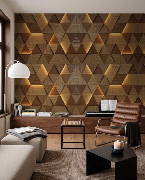 Fotótapéta Klasszikus fa háromszögek 3D megvilágítással, 3d fotótapéta, Fotótapéta 3d geometriai alakzatok, u99280 : Uwalls.hu