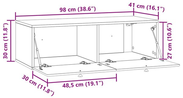 Fali TV szekrény 98 x 41 x 30 cm Betonszürke Szerelt Fa