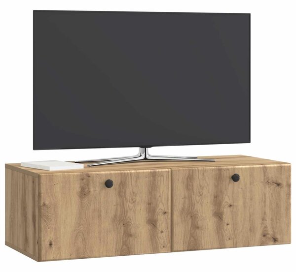 Fali TV szekrény 98 x 41 x 30 cm Kézműves Tölgy Szerelt Fa