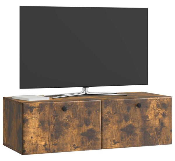 Fali TV szekrény 98 x 41 x 30 cm Füstös Tölgy Szerelt Fa