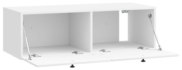 Fali TV szekrény 98 x 41 x 30 cm Magasfényű Fehér Szerelt Fa