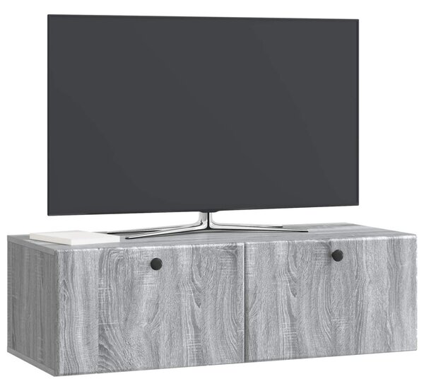Fali TV szekrény 98 x 41 x 30 cm Szürke Sonoma Szerelt Fa