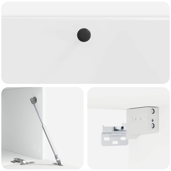 Fali TV szekrény 98 x 41 x 30 cm Magasfényű Fehér Szerelt Fa