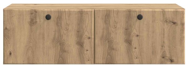 Fali TV szekrény 98 x 41 x 30 cm Kézműves Tölgy Szerelt Fa