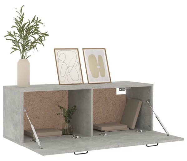 Betonszürke szerelt fa faliszekrény 100 x 36,5 x 35 cm