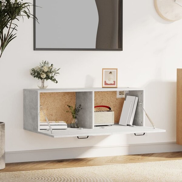 Betonszürke szerelt fa faliszekrény 100 x 36,5 x 35 cm