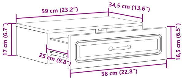 Fali oldaltábla Antik Fa 59 x 34,5 x 17 cm Szerelt Fa