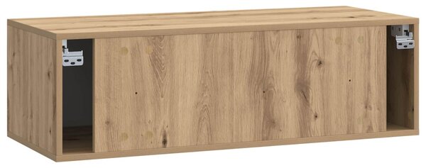 Fali TV szekrény 98 x 41 x 30 cm Kézműves Tölgy Szerelt Fa