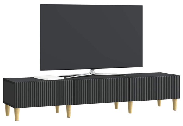 TV szekrény fiókkal Fekete 147 x 34,5 x 30 cm Szerelt Fa