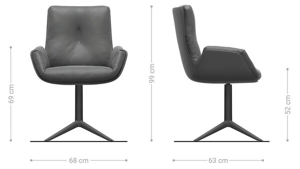 DELIFE Étkezőszék Clea-Flex strukturált szövet puha szürke fekete kereszt láb 360°-ban forgatható billenő funkció