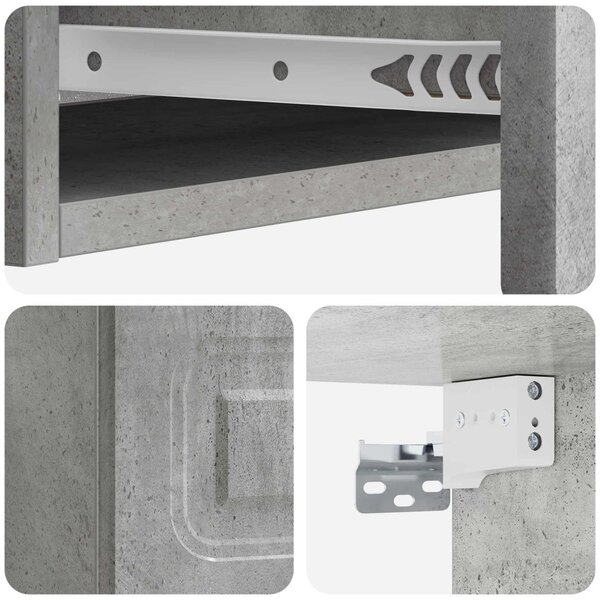 Fali oldaltábla Betonszürke 87,5 x 34,5 x 17 cm Szerelt Fa