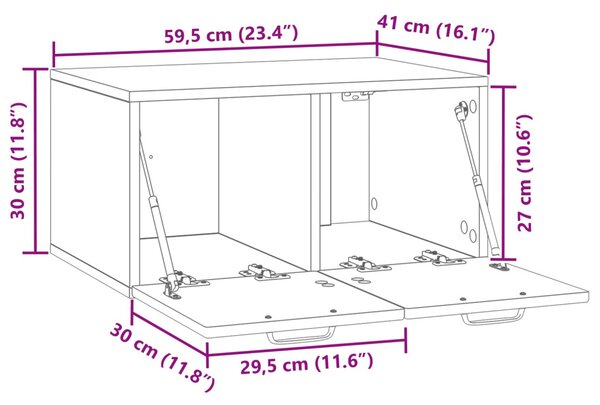 Fali TV szekrény Antik Fa 59,5 x 41 x 30 cm Szerelt Fa