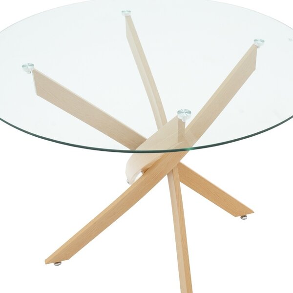 Set masa si scaune dining, 5 buc, Julita Antoro, Transparent, 80x80x75 cm
