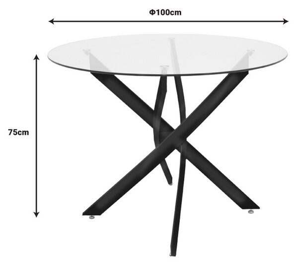 Set masa si scaune dining, 5 buc, Julita Antoro, Alb, 100x100x75 cm