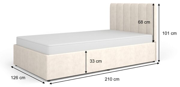 MOSSA kárpitozott ágy ágyneműtartóval 120x200 - kasmír