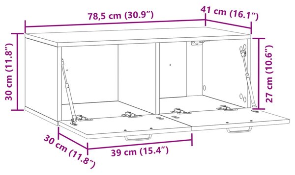 Fali TV szekrény Betonszürke 78,5 x 41 x 30 cm Szerelt Fa