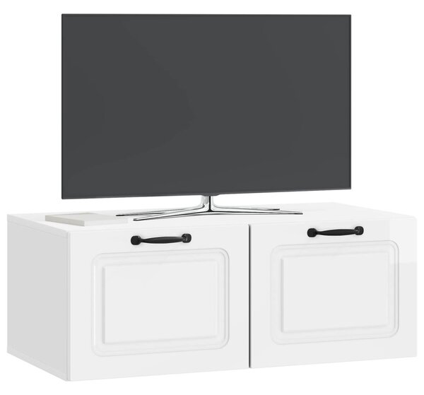Fali TV szekrény Magasfényű Fehér 78,5 x 41 x 30 cm Szerelt Fa