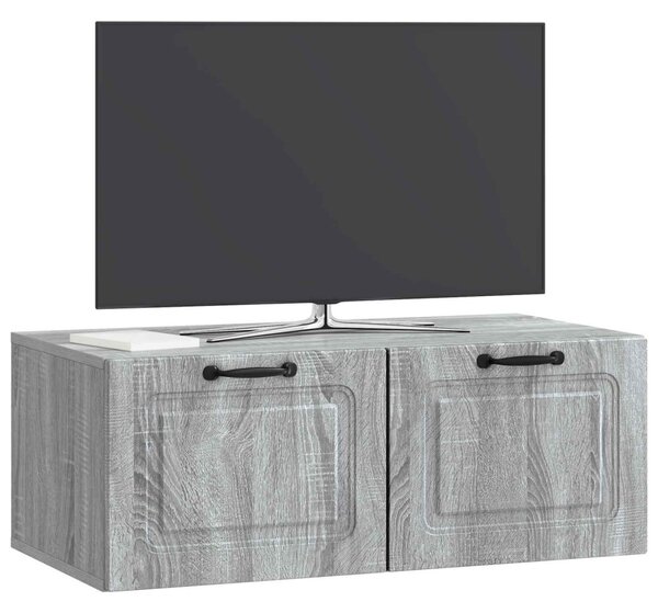 Fali TV szekrény Szürke Sonoma 78,5 x 41 x 30 cm Szerelt Fa