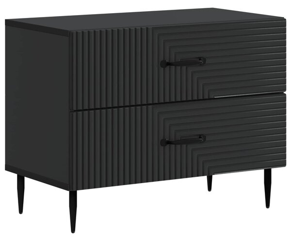 Éjjeliszekrény fiókkal Fekete 62 x 34,5 x 47,5 cm Szerelt Fa