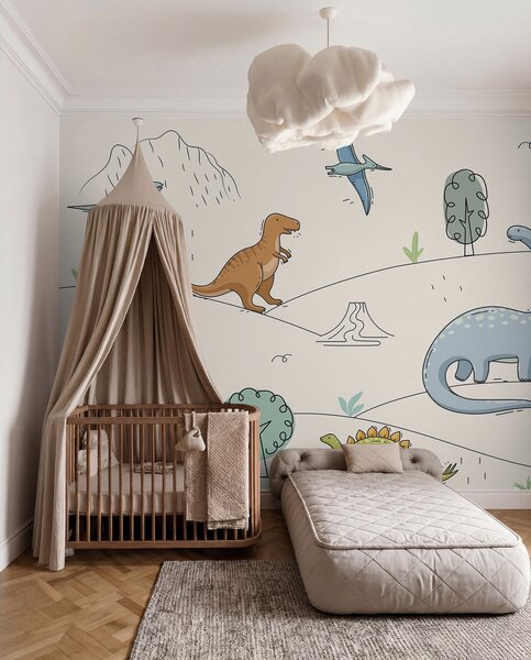 Fotótapéta Színes dinoszauruszok a dombokon, Gyerek fotótapéta, Gyerek fotótapéta dinoszauruszok, w00637 : Uwalls.hu