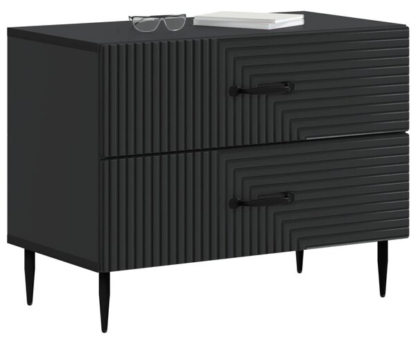 Éjjeliszekrény fiókkal Fekete 62 x 34,5 x 47,5 cm Szerelt Fa